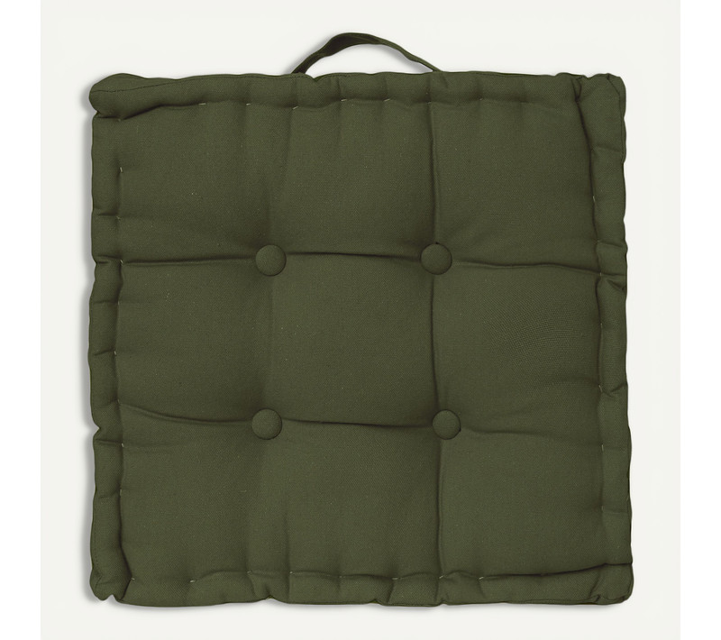 Coussin De Sol En Coton Vert Kaki 40 X 40 Cm