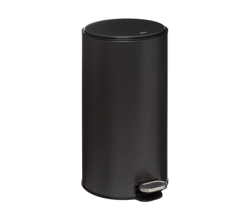 Poubelle Ronde 30 Litres En Métal Noir Charbon