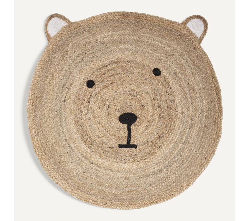 Tapis Enfant Ourson En Jute D 100 Cm
