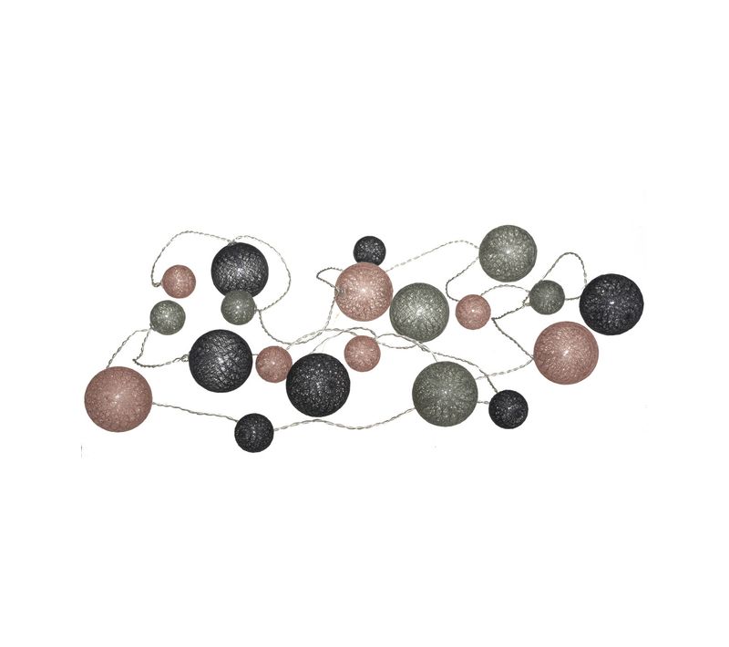 Guirlande Décorative à Piles 20 LED Boules En Coton Multicolore D 6 X L 210 Cm