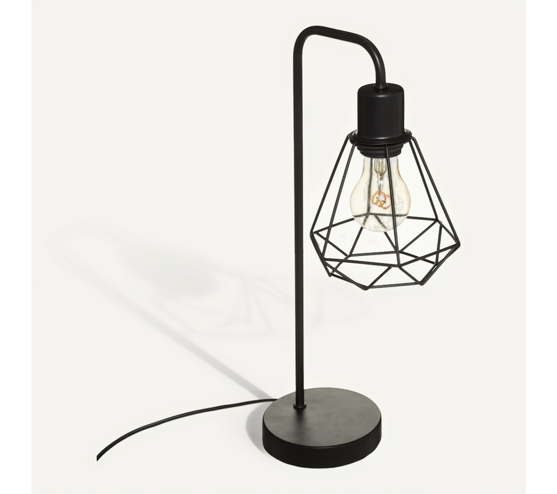 Lampe à Poser En Métal Filaire Noir H 46 Cm