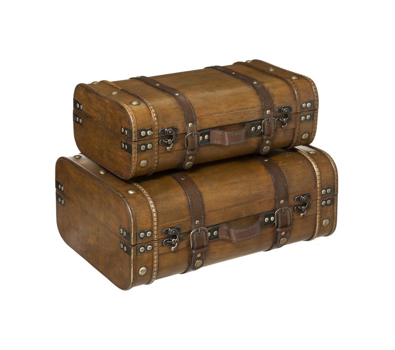 Lot De 2 Coffres De Rangement Cantines Rétro En Bois