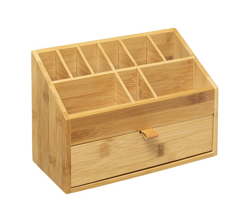 Organiseur Rangement Maquillage 1 Tiroir Et 9 Compartiments En Bambou