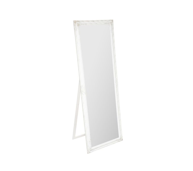 Miroir Sur Pied En Bois Finition Blanchie Et Vieillie H 172 Cm