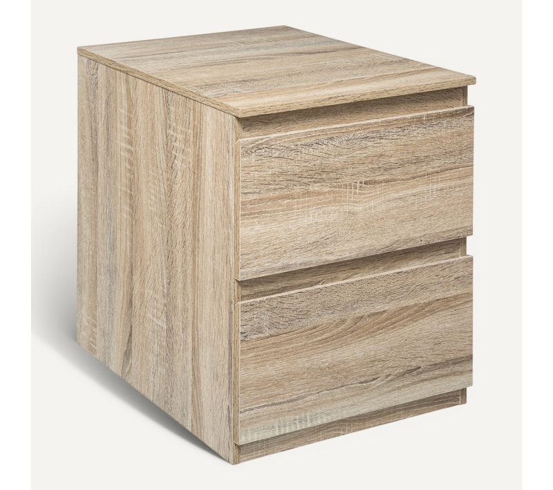 Meuble D'appoint 2 Tiroirs Coloris Bois Naturel H 50 Cm
