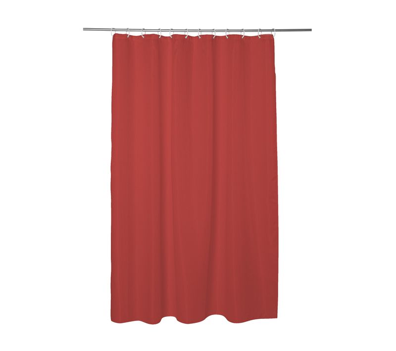 Rideau De Douche Nid D'abeille Rose Nacarat 180 X 200 Cm Anneaux Inclus