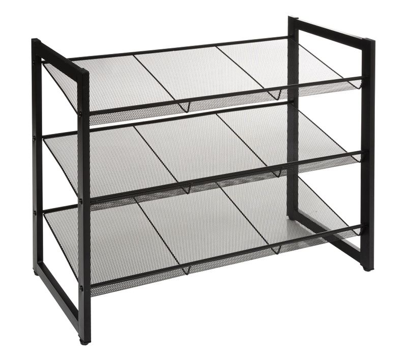 Range Chaussures 3 Étagères En Métal - Noir
