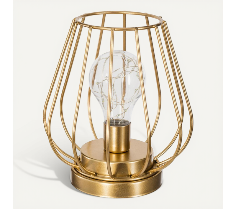 Lampe LED En Métal Filaire Doré H 17 Cm