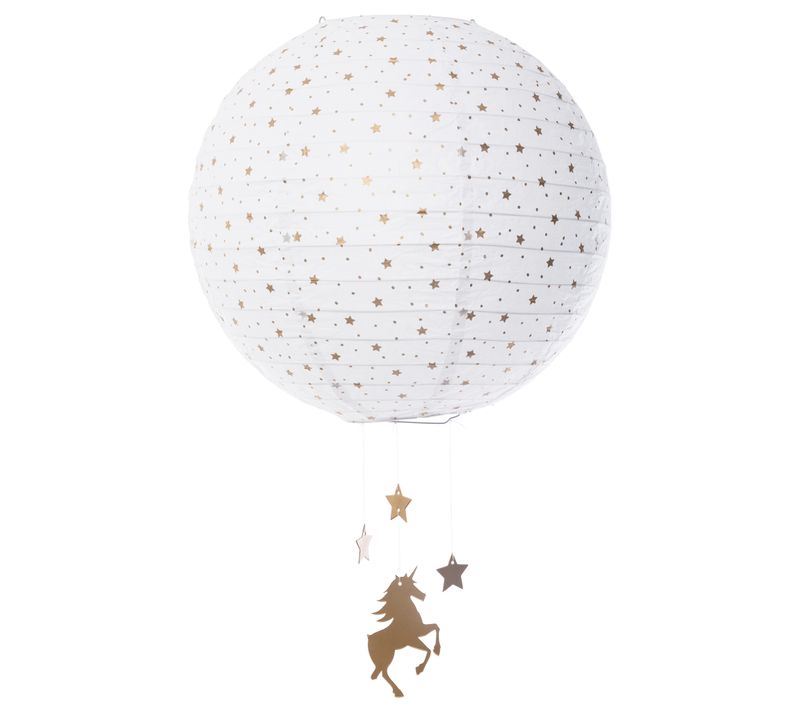 Suspension boule papier D.33cm LICORNE Blanc