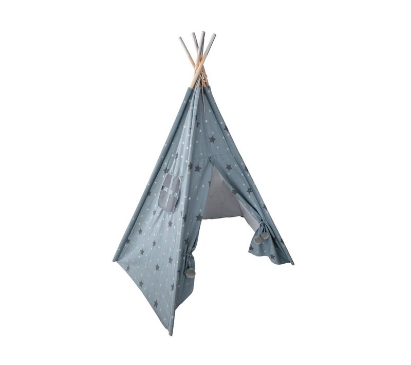 Tipi Enfant Toile Bleue Motif Étoiles Grises Et Argentées H 160 Cm