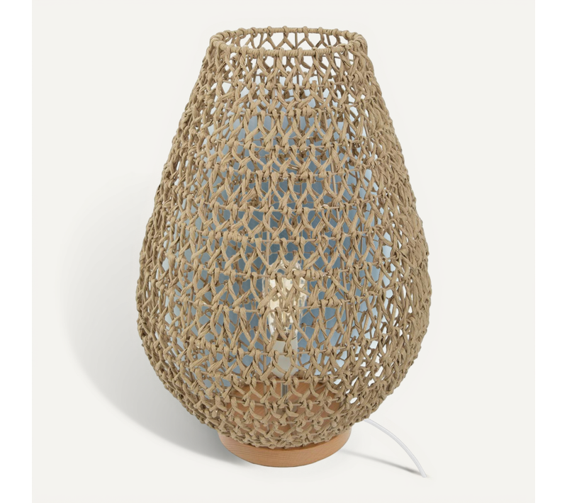 Lampe à Poser En Métal Et Socle En Bois H 55 Cm