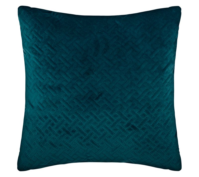 Coussin Déhoussable Bleu En Velours Embossé 40 X 40 Cm