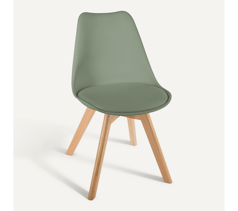 Chaise De Table Assise Kaki Et Pieds En Bois De Hêtre