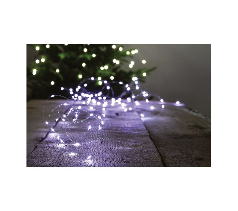 Guirlande Lumineuse Solaire 10 Mètres 100 Microled Blanc Froid 8 Jeux De Lumière