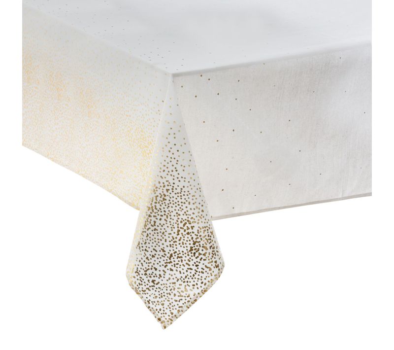 Nappe De Noël Motif Léopard - L. 140 X L. 240 Cm - Blanc Et Doré
