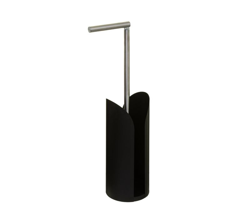 Dérouleur Papier Toilette Wc Avec Réserve En Métal Noir H 60 Cm