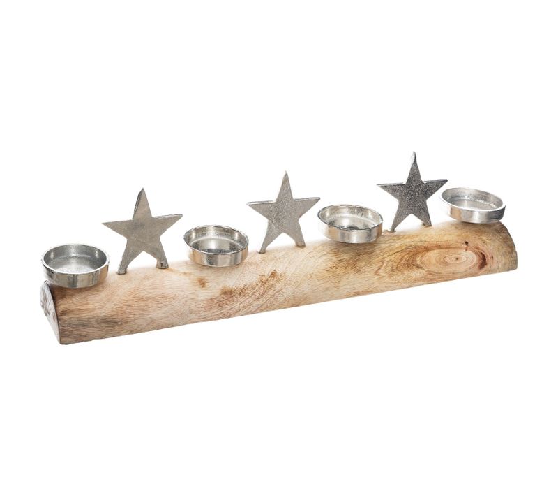 Photophore De Noël Design Bois Terre Sauvage - Argent