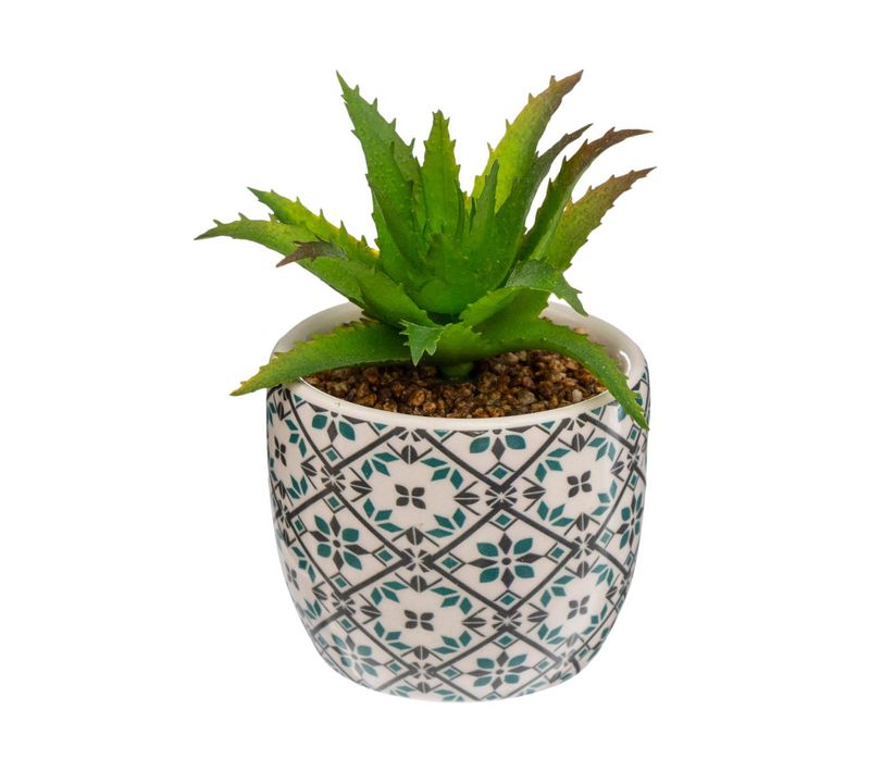 Plante Artificielle Verte Dans Un Pot En Céramique