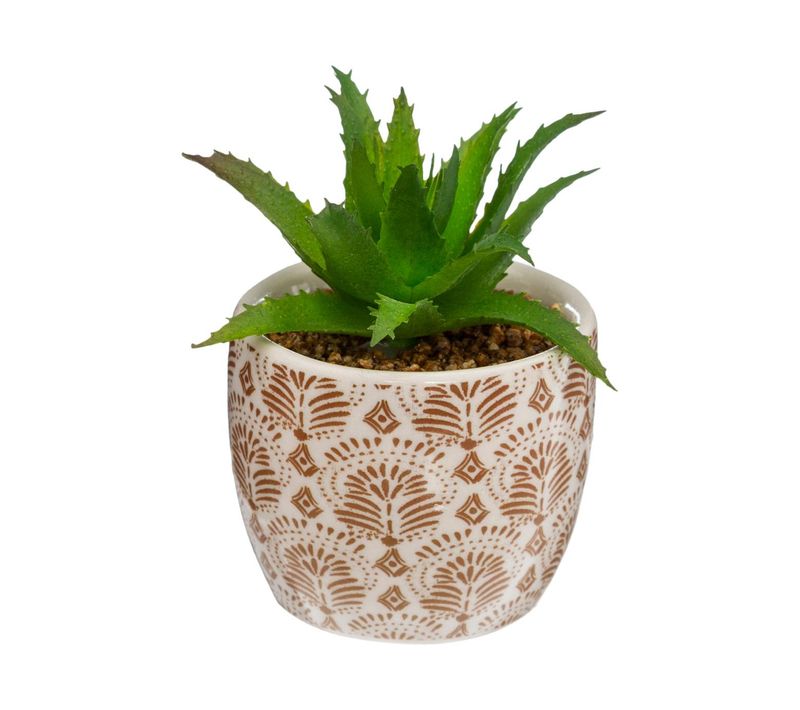 Plante Artificielle Verte Dans Un Pot En Céramique