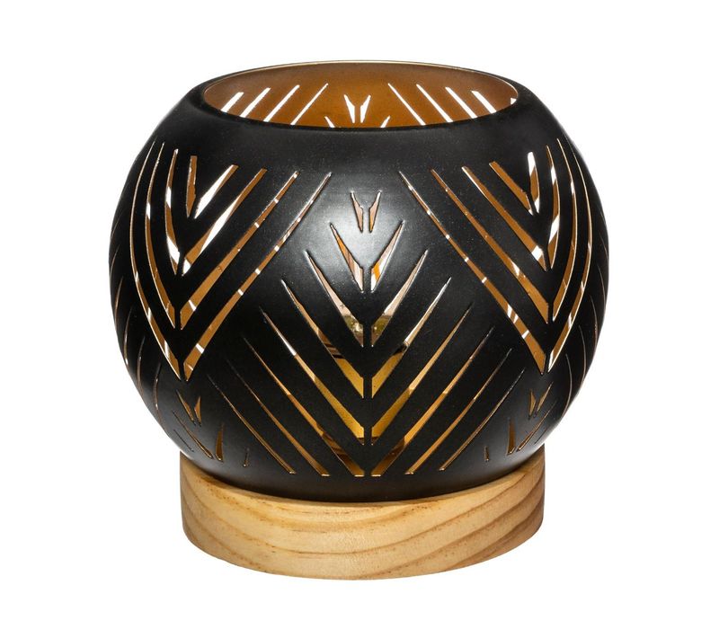 Photophore Boule LED En Bois Et Métal