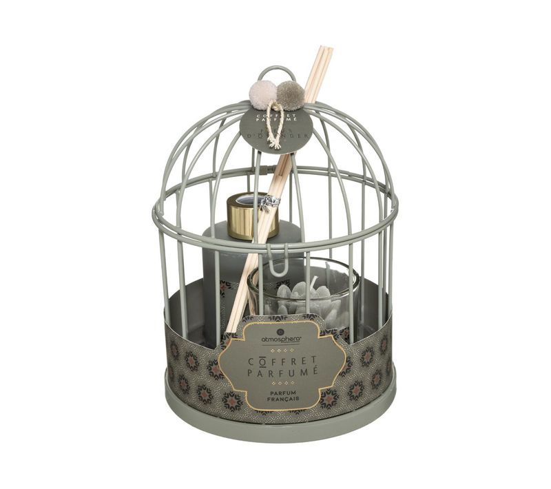 Coffret Senteur Wonderly Cage En Métal Diffuseur De Parfum Avec Bâtonnets Et Bougie
