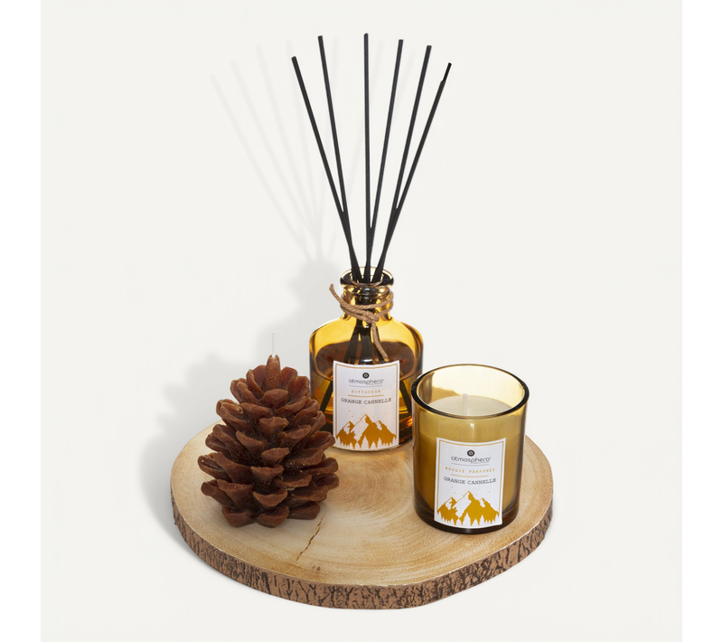 Coffret Senteur Sur Plateau Diffuseur De Parfum Avec Bâtonnets Et 2 Bougies