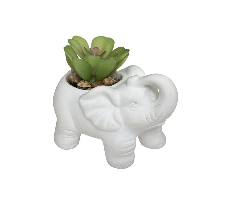 Plante Grasse Artificielle Dans Pot En Ciment Éléphant H 10 Cm