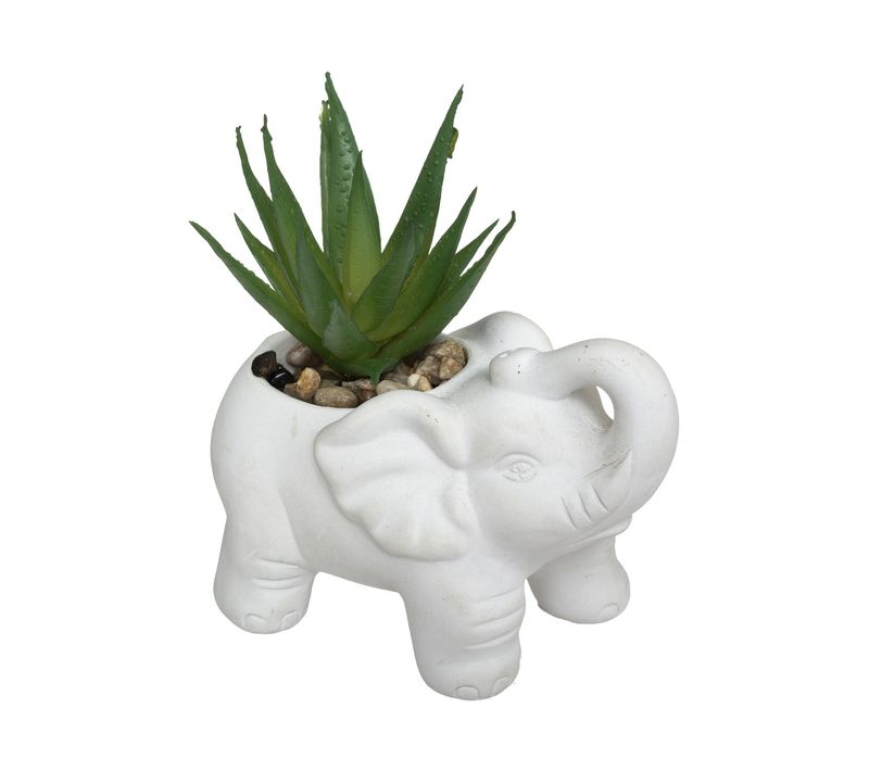 Plante Grasse Artificielle Dans Pot En Ciment Éléphant H 10 Cm