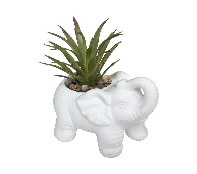 Plante Grasse Artificielle Dans Pot En Ciment Éléphant H 10 Cm