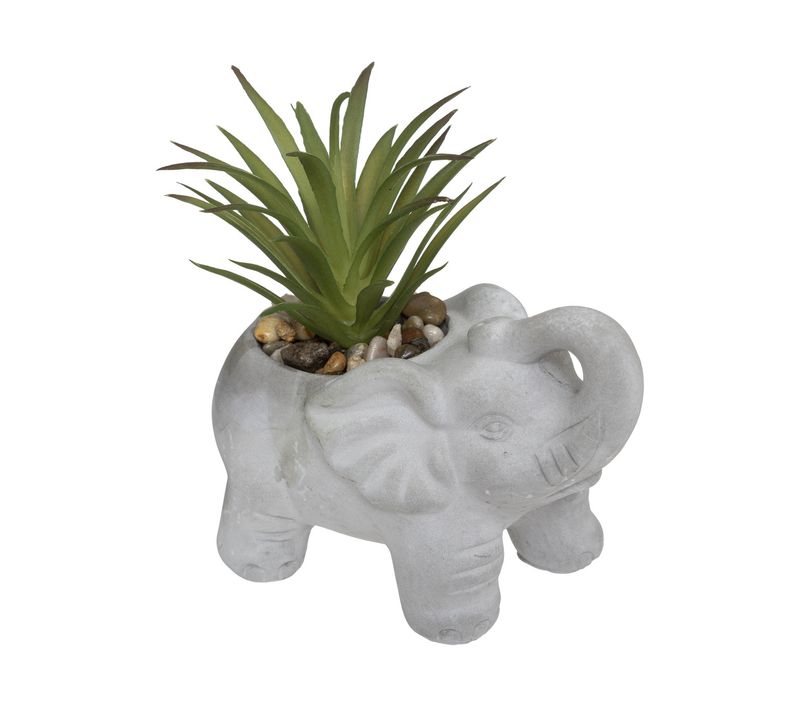 Plante Grasse Artificielle Dans Pot En Ciment Éléphant H 10 Cm