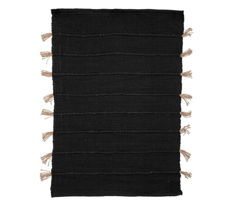 Tapis "tula" En Coton Avec Pompon En Jute 60x90cm