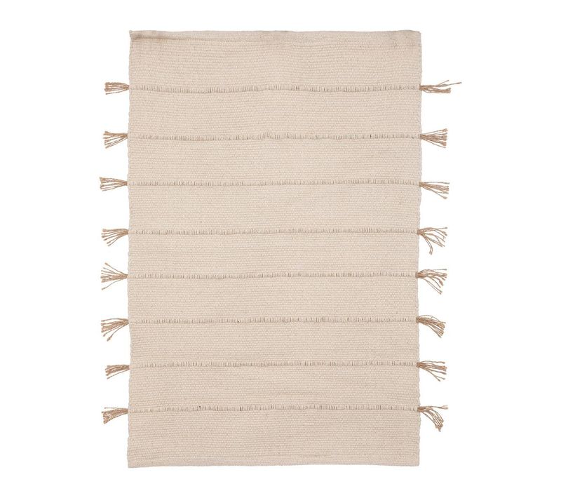 Tapis "tula" En Coton Avec Pompon En Jute 60x90cm