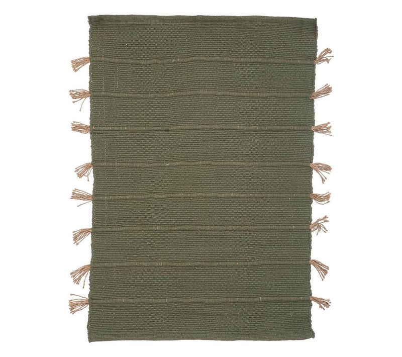 Tapis "tula" En Coton Avec Pompon En Jute 60x90cm