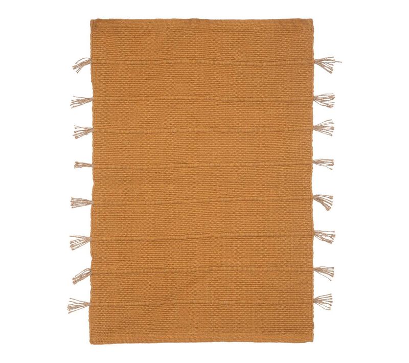 Tapis "tula" En Coton Avec Pompon En Jute 60x90cm