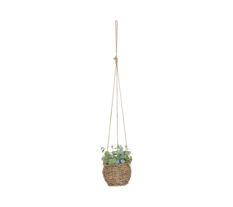 Plante Artificielle Suspendue Pot En Roseau H 60 Cm
