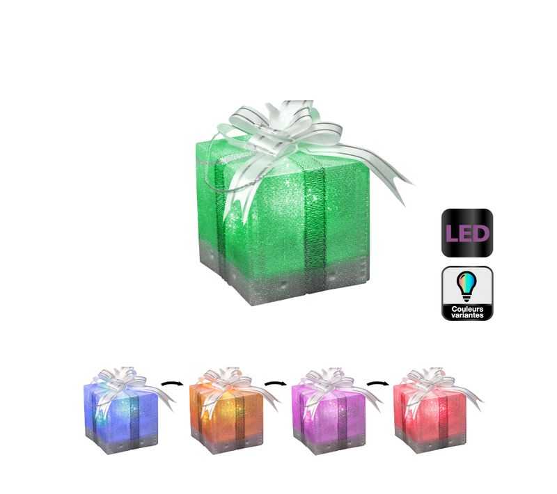 Paquet cadeau LED H. 5 cm - Couleurs variantes