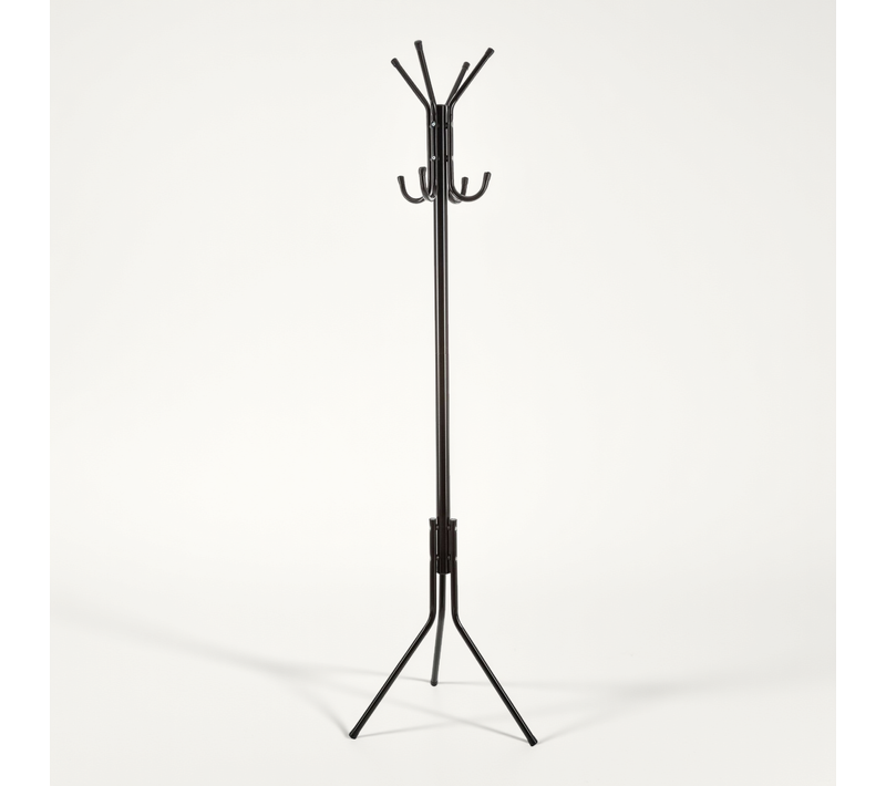 Porte Manteau En Métal 8 Crochets - H. 176 Cm - Noir