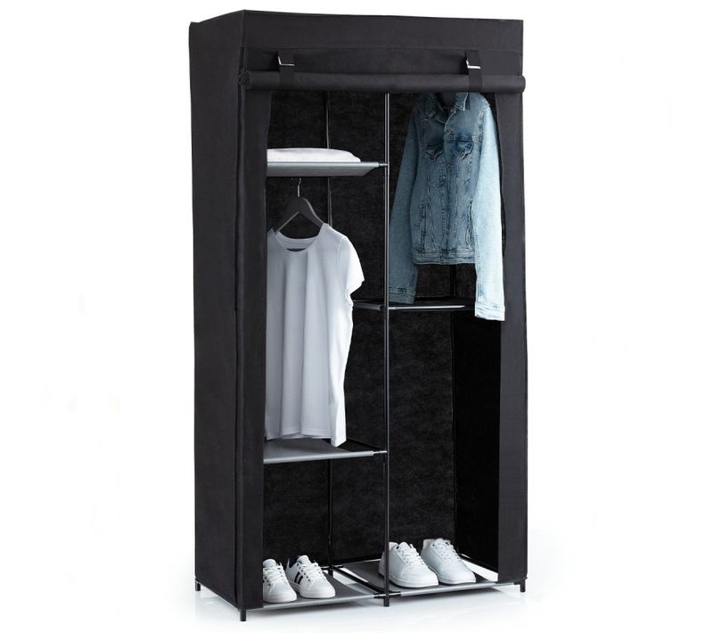Armoire Modulable 3 Penderies / 5 Étagères Noir 5five