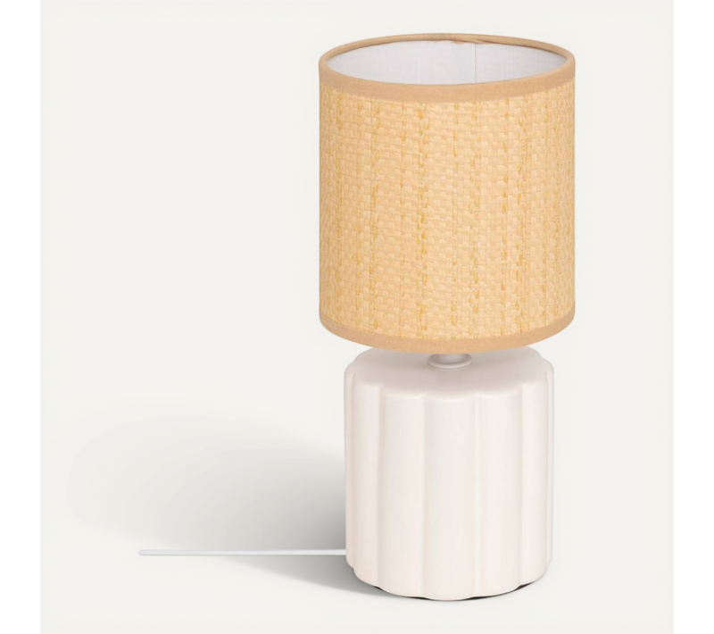 Lampe Cylindre 26 Cm Tylia Céramique Cannage Atmosphera