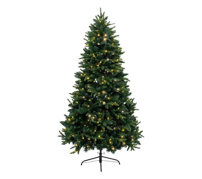 Sapin De Noël Artificiel Vert 2 Tons et Lumineux 280 LED Blanc Chaud H 180 Cm
