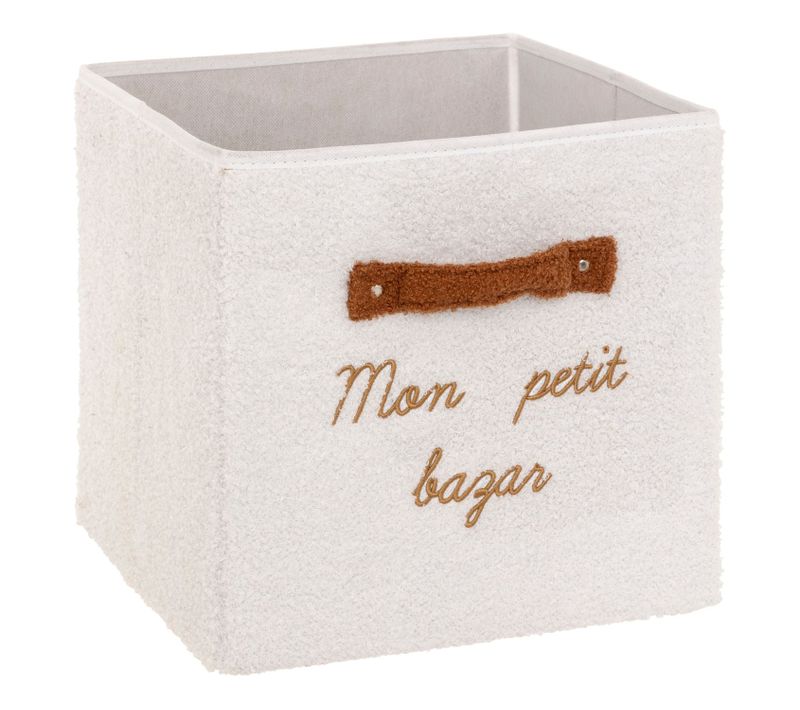 Boîte De Rangement En Bouclette Mon Petit Bazar - L. 29 X L. 29 X H. 29 Cm - Blanc