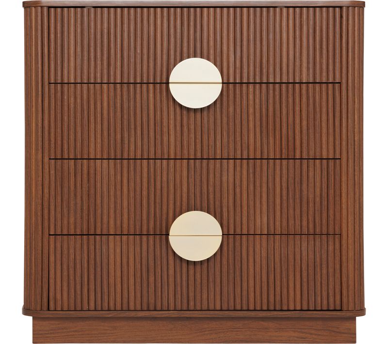 Commode 4 Tiroirs Effet Noyer Wany - Marron