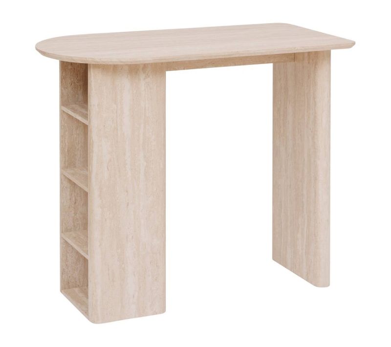 Table Haute Bar Anaya 120 Cm Mdf Effet Travertin