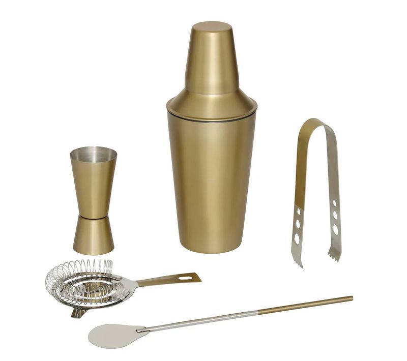 Coffret à Cocktails 5 Pièces "gold" 19cm Doré
