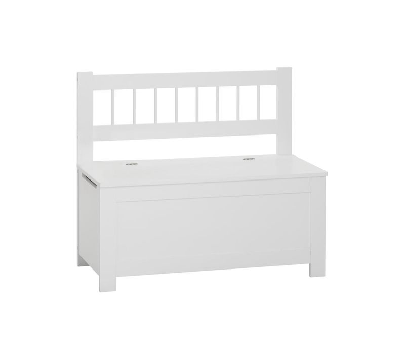 2 En 1 Banc Avec Dossier Et Coffre à Jouets En Bois Blanc