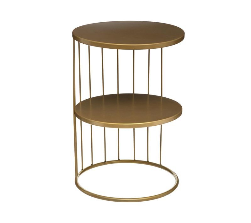 Table D'appoint Design Et Originale En Métal Doré H 52 Cm