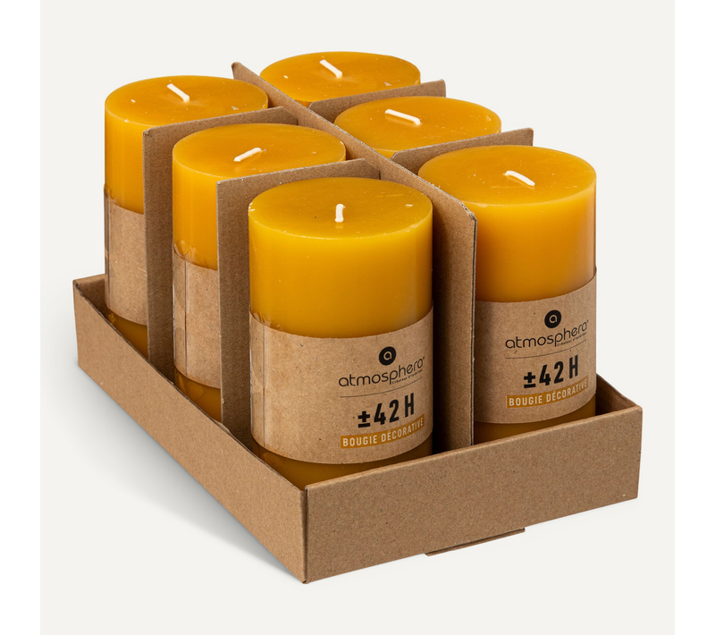 Bougie Ronde Jaune D 6.8 X H 14 Cm