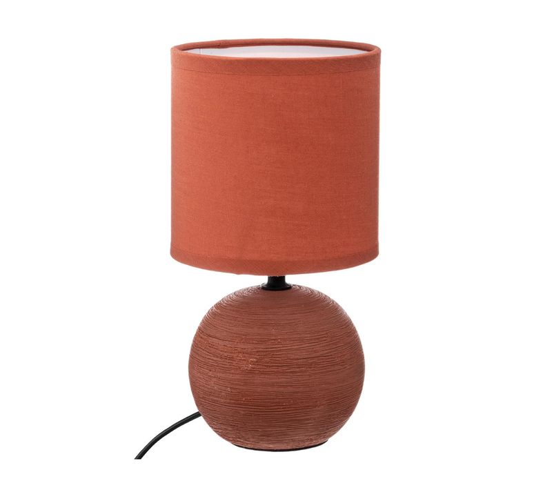 Lampe En Céramique Pied Boule Striée Terracotta
