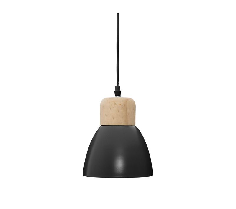Luminaire Suspension En Bois Et Métal Noir D 15 Cm