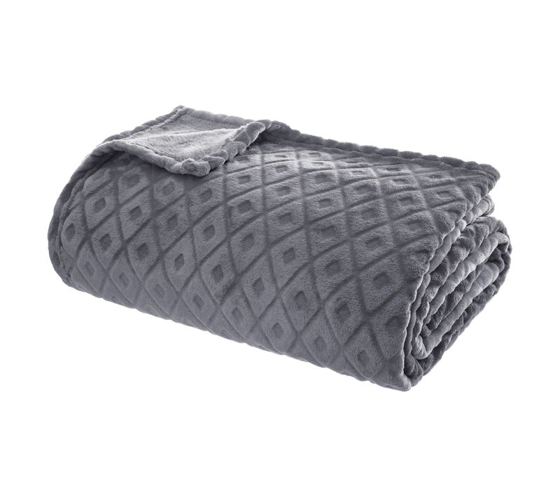 Plaid Gris Motif Losange En Relief 180 X 230 Cm